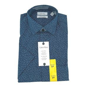 Calvin Klein | Men's Short Sleeve Dress Shirt | Blue | Size S